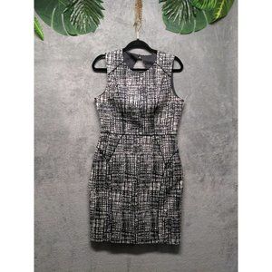 H&M Women Elegant Dress Knee Length Abstract Print Princess Line US 10